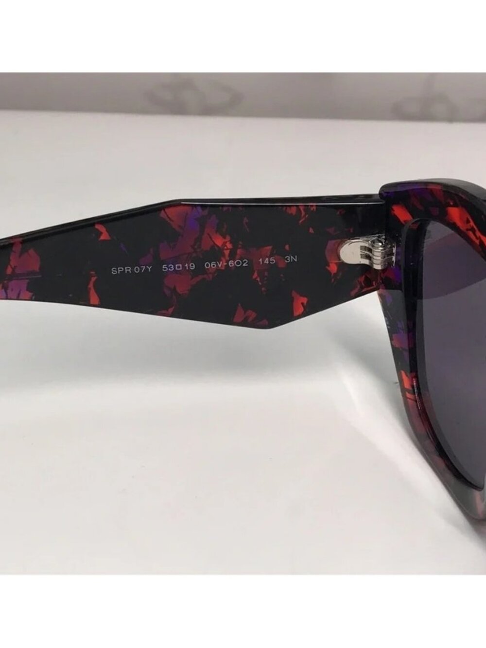 New Authentic Prada PR07YSF Women’s Sunglasses – Abstract Orange Frame / Violet - Picture 10 of 13